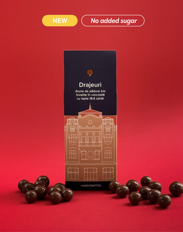 Alune de pădure bio învelite în ciocolată fără zahăr (150g)